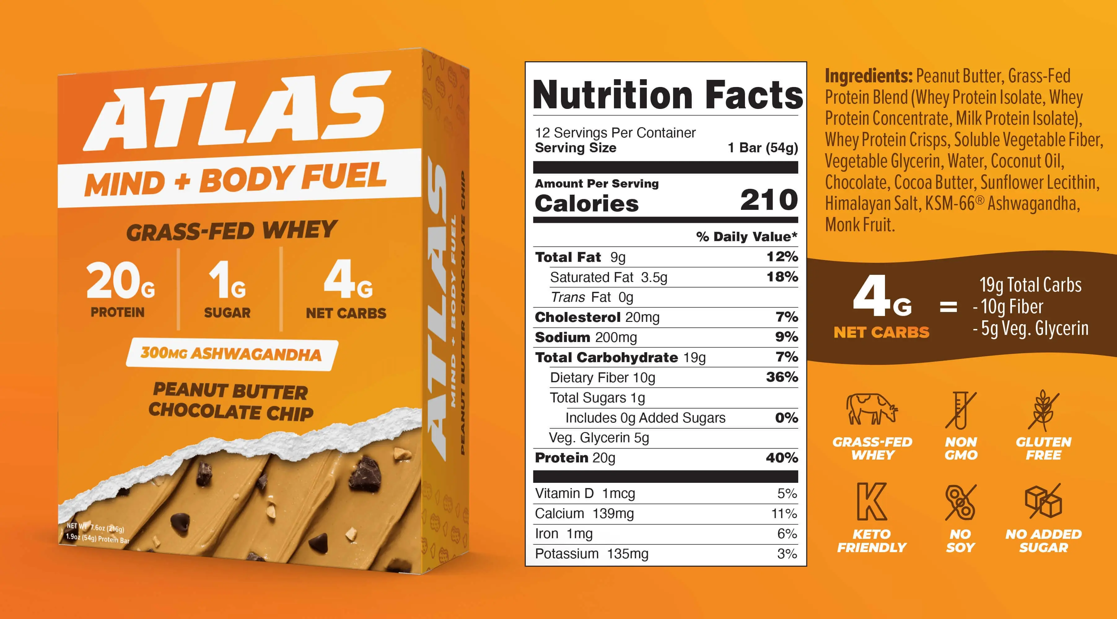 Atlas Protein Bars Ingredients label